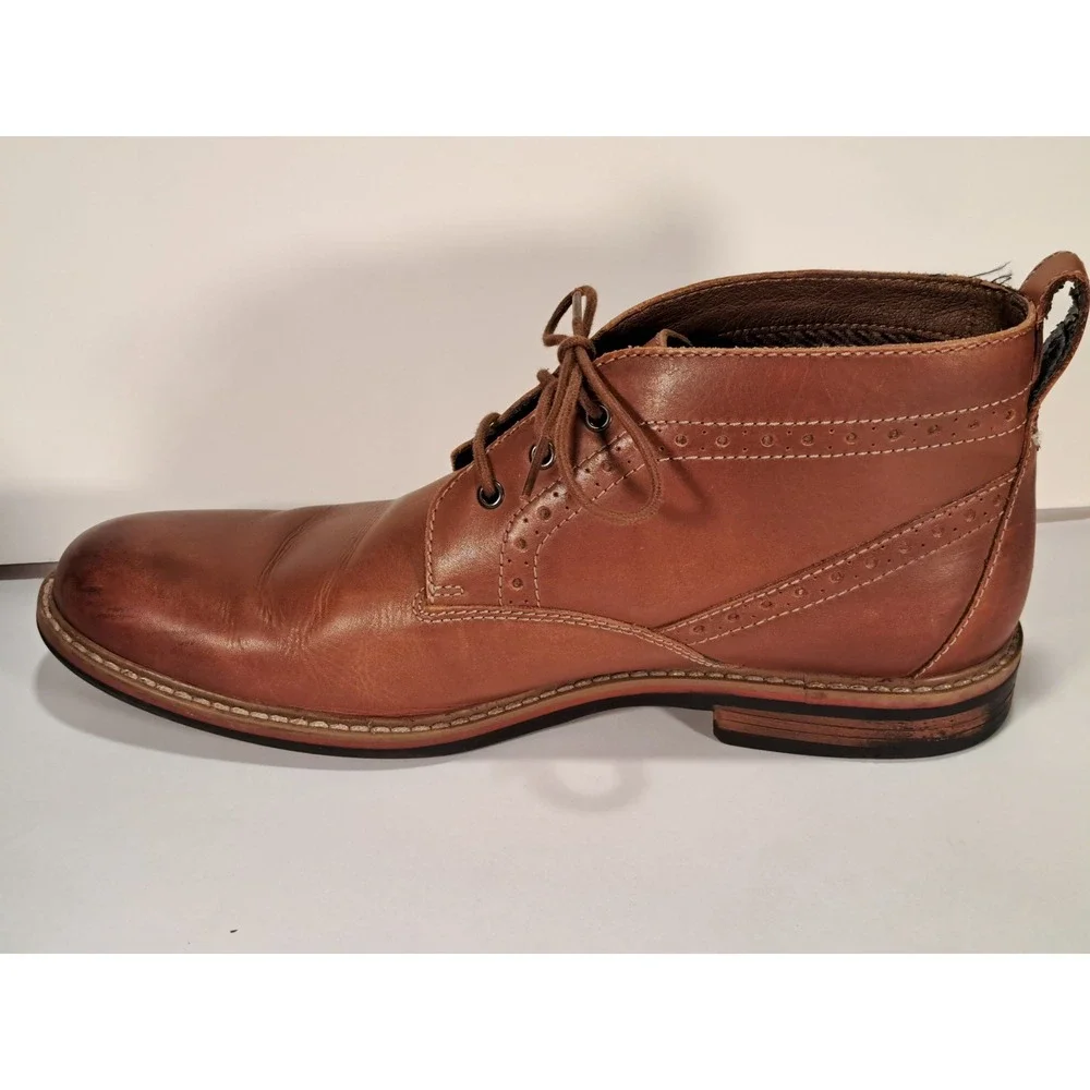 Bostonian Mens Brown Leather Wingtip Brogue Chukka‎ Boots 26119393 Size 12 M